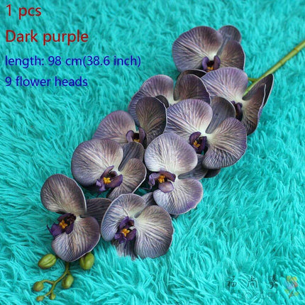 Lifelike Premium Latex Foam Moth Orchid Stem with 9 Beautiful Blossoms - Très Elite