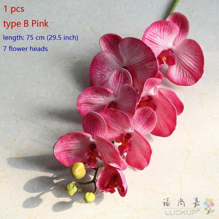 Lifelike Premium Latex Foam Moth Orchid Stem with 9 Beautiful Blossoms - Très Elite