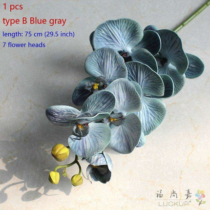 Lifelike Premium Latex Foam Moth Orchid Stem with 9 Beautiful Blossoms - Très Elite