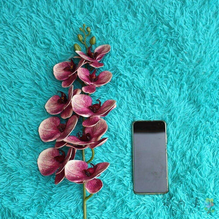 Lifelike Premium Latex Foam Moth Orchid Stem with 9 Beautiful Blossoms - Très Elite