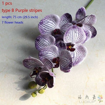 Lifelike Premium Latex Foam Moth Orchid Stem with 9 Beautiful Blossoms - Très Elite