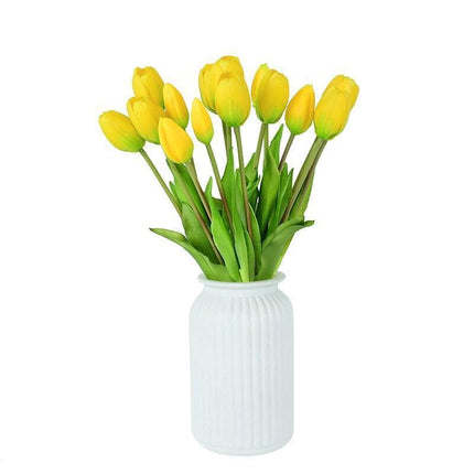 Lifelike Real Touch Tulip Bouquet - Set of 5 Soft Silicone Flowers for Elegant Home and Wedding Decor..