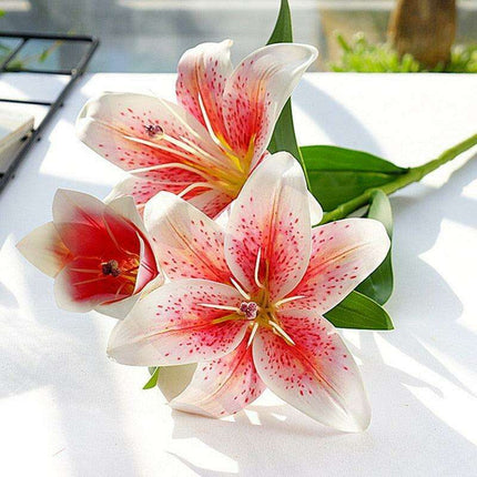 Lifelike White Lily Floral Branch - Real Touch 3D Printed Home Decor - Très Elite