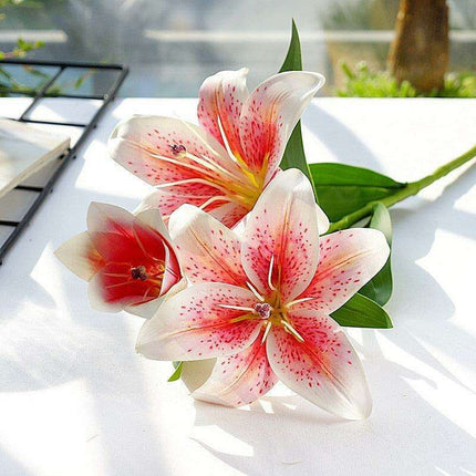 Lifelike White Lily Floral Branch - Real Touch 3D Printed Home Decor - Très Elite