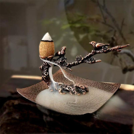 Lotus Blossom Serenity Incense Set with Elegant Plum Branch Design and Relaxation Essentials - Très Elite