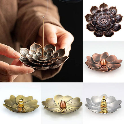 Lotus Harmony Incense Burner: Premium Zinc Alloy Coil Plate for Tranquil Spaces - Très Elite