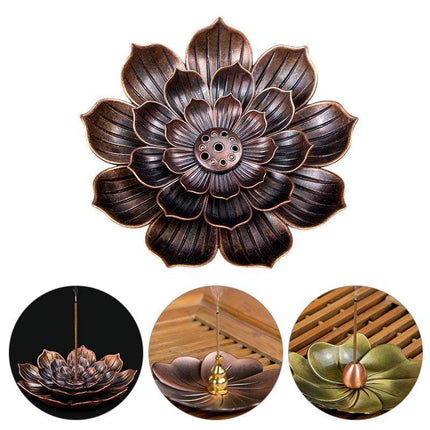 Lotus Harmony Incense Burner: Premium Zinc Alloy Coil Plate for Tranquil Spaces - Très Elite