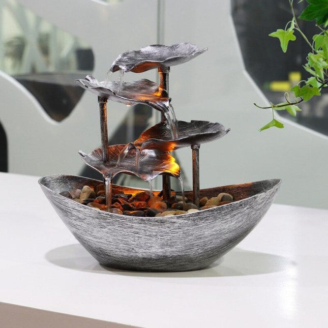 Lotus Leaf Ingot Serenity Water Fountain with LED Nightlight