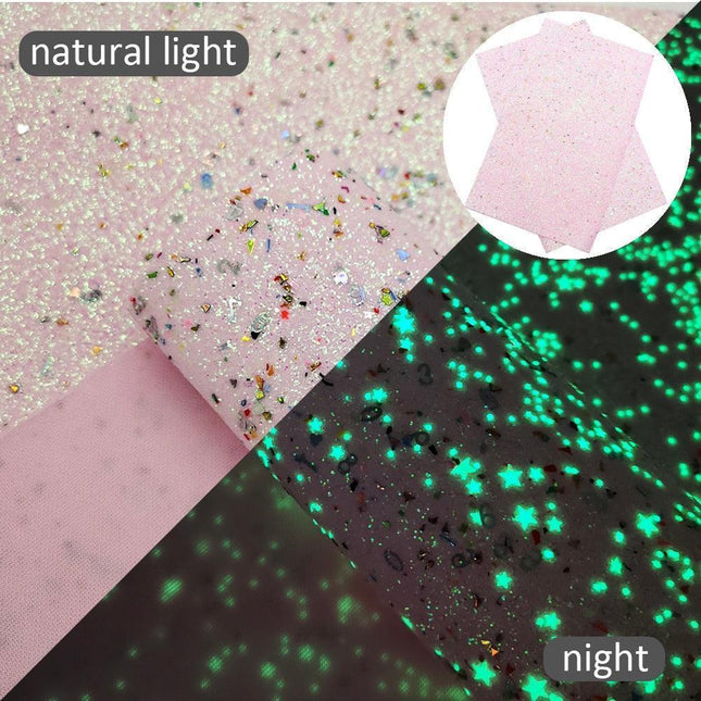 Luminous Sparkle Chunky Glitter Faux Leather Fabric - Crafting Magic