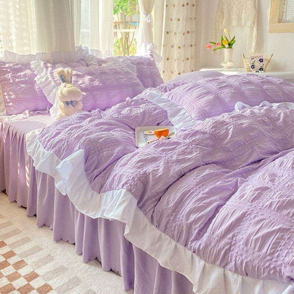 Luxe Double Layer Lace-Embroidered Bedding Set for Ultimate Comfort - Très Elite