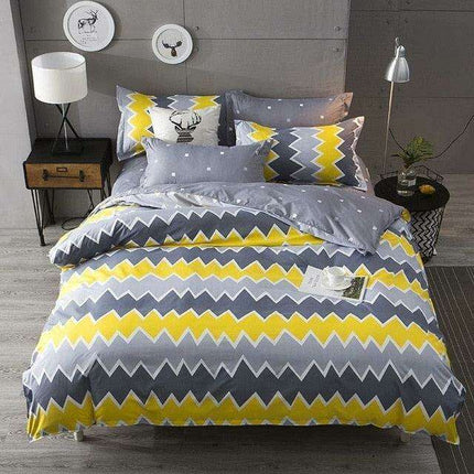 Luxe Modern Print Polyester/Cotton 4-Piece Bedding Ensemble for Ultimate Comfort