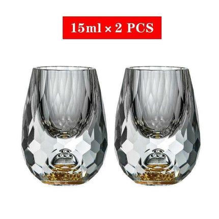 Luxurious 24k Gold-Accented Crystal Shot Glasses - Set of 2 for Exquisite Celebrations - Très Elite