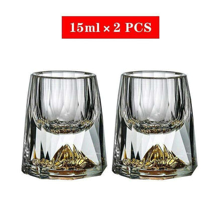 Luxurious 24k Gold-Accented Crystal Shot Glasses - Set of 2 for Exquisite Celebrations - Très Elite