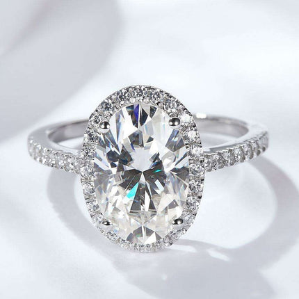 Luxurious 4.5 Carat Lab-Diamond Halo Sterling Silver Ring Set with Gift Box