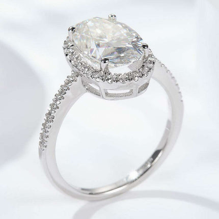 Luxurious 4.5 Carat Lab-Diamond Halo Sterling Silver Ring Set with Gift Box