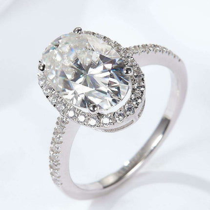 Luxurious 4.5 Carat Lab-Diamond Halo Sterling Silver Ring Set with Gift Box