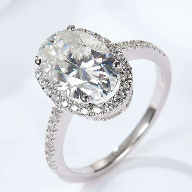 Luxurious 4.5 Carat Lab-Diamond Halo Sterling Silver Ring Set with Gift Box