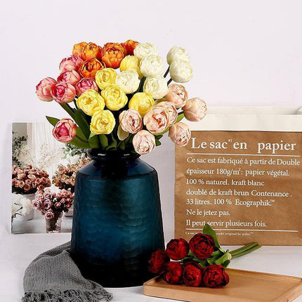 Luxurious 6-Piece Silk Tulip Flower Arrangement for Elegant Home Styling..