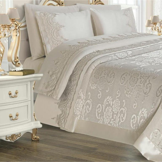 Luxurious 6-Piece Turkish Chenille Jacquard Bedding Ensemble for Ultimate Comfort and Elegance