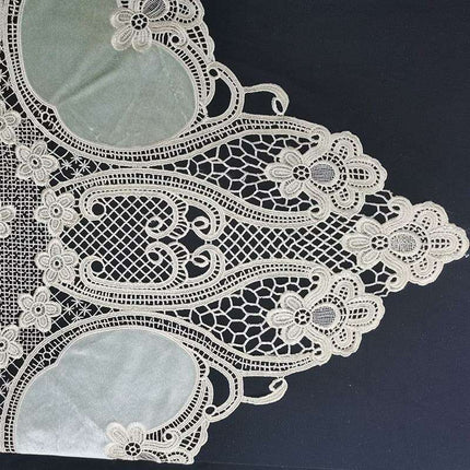 Luxurious Euro-Chic Velvet Tablecloth with Crochet Detailing - Très Elite