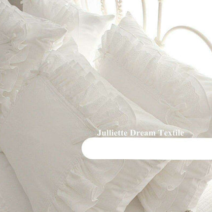 Luxurious European-Style White Satin Lace Pillowcase Set - Infuse Your Bedroom with Elegance - Très Elite