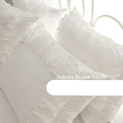 Luxurious European-Style White Satin Lace Pillowcase Set - Infuse Your Bedroom with Elegance - Très Elite