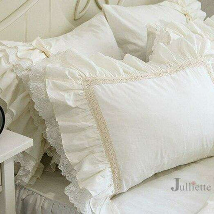 Luxurious European-Style White Satin Lace Pillowcase Set - Infuse Your Bedroom with Elegance - Très Elite