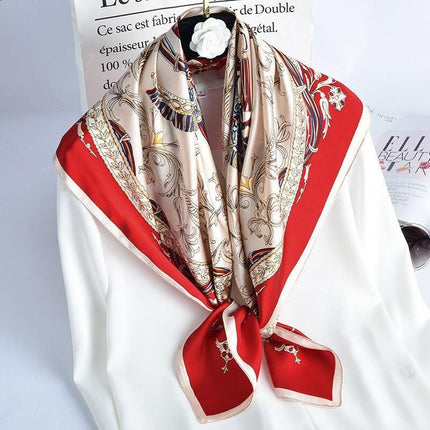 Luxurious Floral Silk Scarf for Women - Chic Neck Wrap for Holiday Elegance