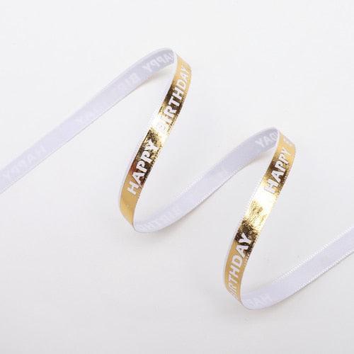 Luxurious Gold Bar Design Ribbon - 1cm Wide, 45 Yards for Exquisite Crafting and Gift Wrapping