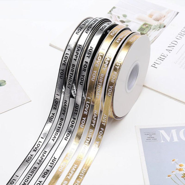 Luxurious Gold Bar Design Ribbon - 1cm Wide, 45 Yards for Exquisite Crafting and Gift Wrapping