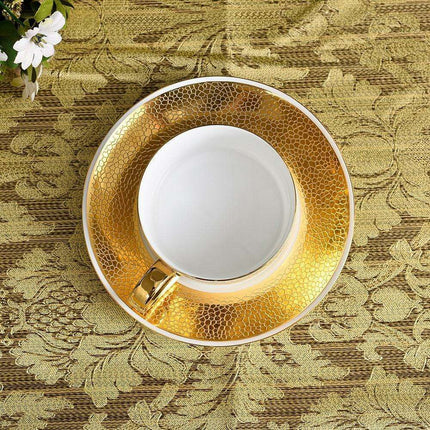 Luxurious Gold-Embellished Fine Bone China Coffee Cup and Saucer Set for Indulgent Moments - Très Elite