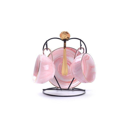 Luxurious Gold Swirl Porcelain Tea Set with Elegant Accents - Très Elite