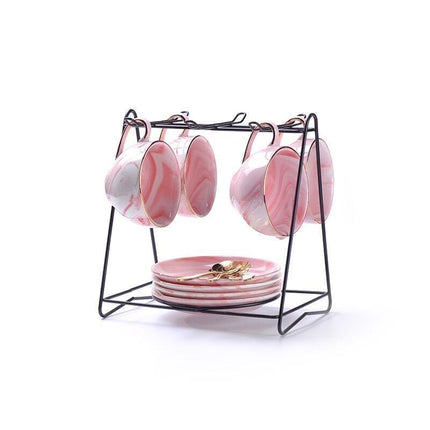 Luxurious Gold Swirl Porcelain Tea Set with Elegant Accents - Très Elite