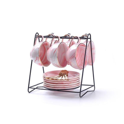 Luxurious Gold Swirl Porcelain Tea Set with Elegant Accents - Très Elite