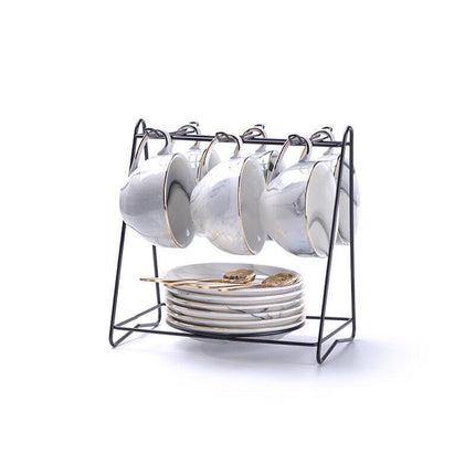 Luxurious Gold Swirl Porcelain Tea Set with Elegant Accents - Très Elite