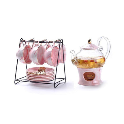 Luxurious Gold Swirl Porcelain Tea Set with Elegant Accents - Très Elite