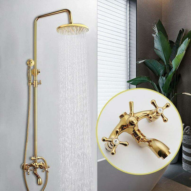 Luxurious Golden Opulence Brass Rainfall Shower Set