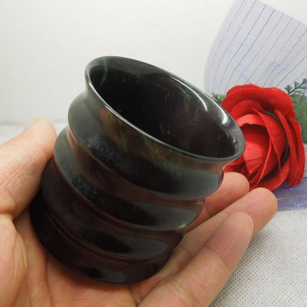 Luxurious Hetian Jade Bamboo Tea Cup Set Crafted from Xinjiang Nephrite Stone - Très Elite