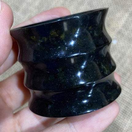Luxurious Hetian Jade Bamboo Tea Cup Set Crafted from Xinjiang Nephrite Stone - Très Elite