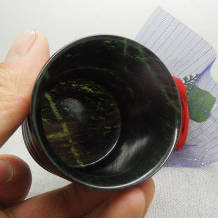 Luxurious Hetian Jade Bamboo Tea Cup Set Crafted from Xinjiang Nephrite Stone - Très Elite