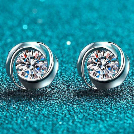 Luxurious Lab-Created Diamond Sterling Silver Stud Earrings for Effortless Elegance