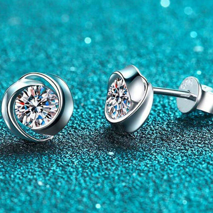 Luxurious Lab-Created Diamond Sterling Silver Stud Earrings for Effortless Elegance