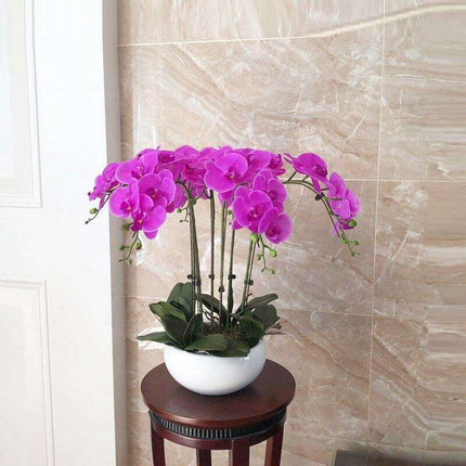 Luxurious Large Faux Orchid Display - Premium Home Décor Elegance..