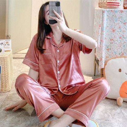 Luxurious Leopard Print Satin Pajama Set for Women - Indulge in Comfort and Style - Très Elite
