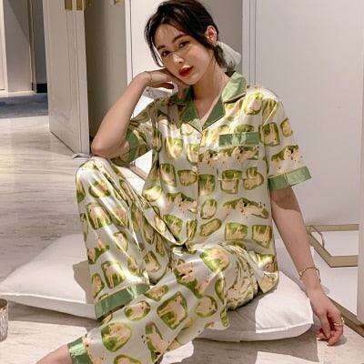 Luxurious Leopard Print Satin Pajama Set for Women - Indulge in Comfort and Style - Très Elite