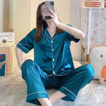 Luxurious Leopard Print Satin Pajama Set for Women - Indulge in Comfort and Style - Très Elite