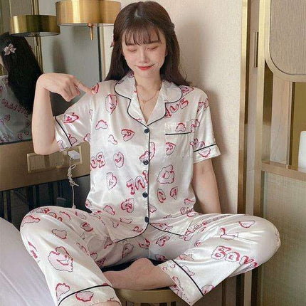 Luxurious Leopard Print Satin Pajama Set for Women - Indulge in Comfort and Style - Très Elite