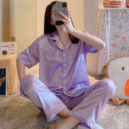 Luxurious Leopard Print Satin Pajama Set for Women - Indulge in Comfort and Style - Très Elite