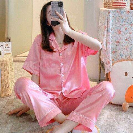 Luxurious Leopard Print Satin Pajama Set for Women - Indulge in Comfort and Style - Très Elite