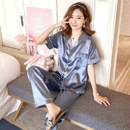 Luxurious Leopard Print Satin Pajama Set for Women - Indulge in Comfort and Style - Très Elite
